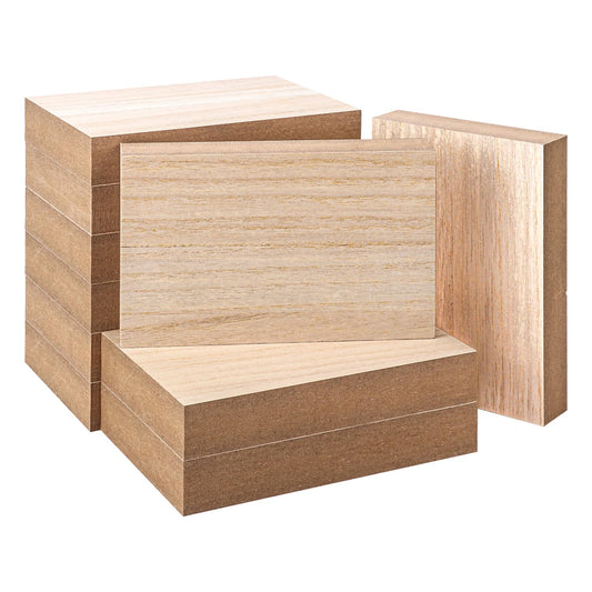 Geytetqi 10 Pack Unfinished MDF Wood Rectangle Blocks, 3.9 x 5.9 Inch Wooden Blocks for Crafts, DIY Projects, and Custom Decor