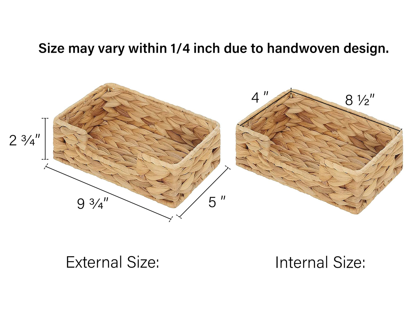 StorageWorks Water Hyacinth Napkin Holder for Bathroom, Wicker Napkin Baskets for Bathroom, Guest Towel Holder, 9 ¾"L x 5"W x 2 ¾"H, 2 Pack