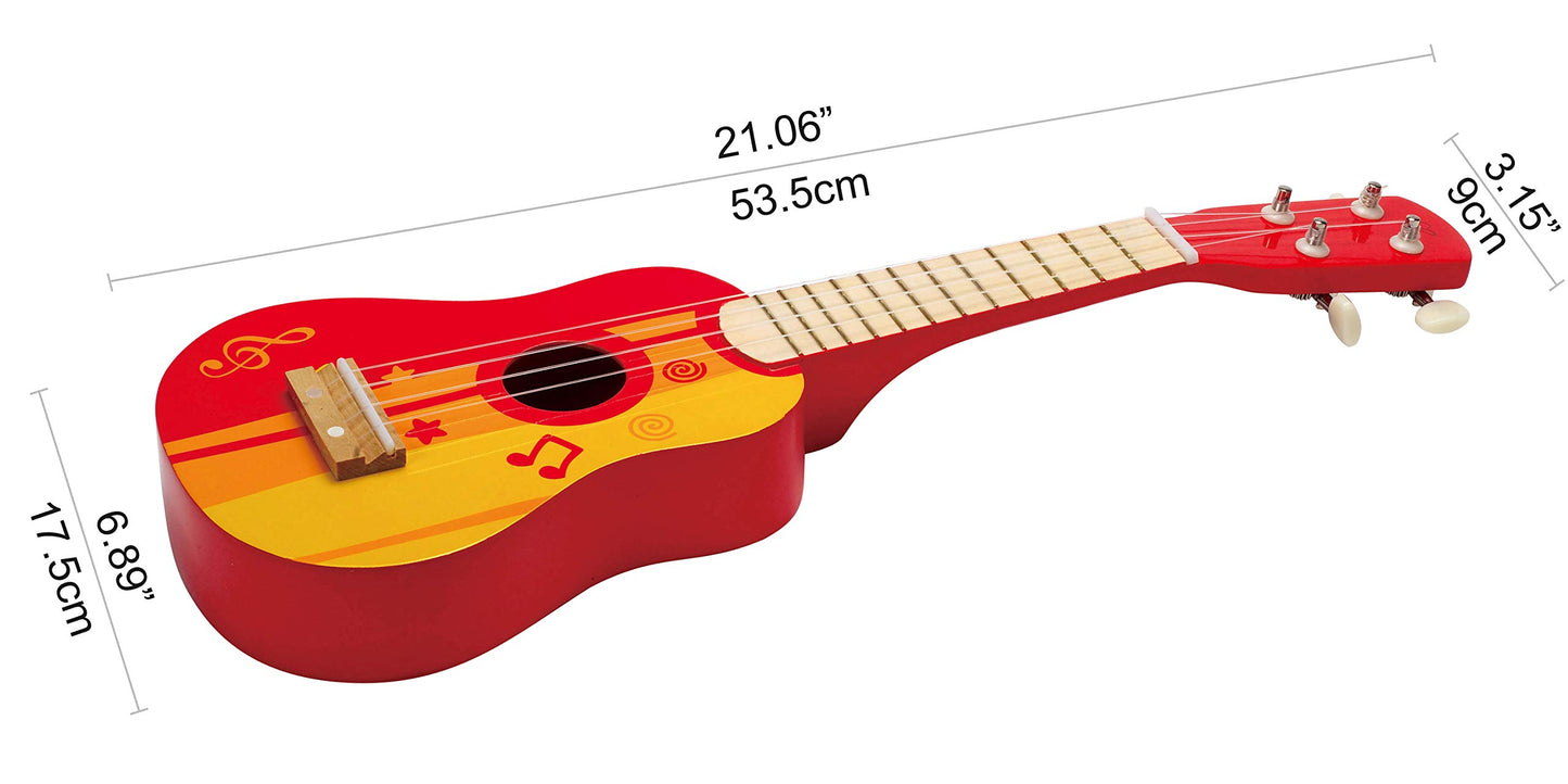 Hape Kid's Wooden Toy Ukulele, Red