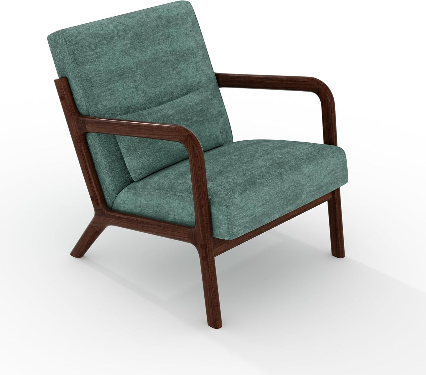 PeacefulHues Corduroy Accent Chair,Mid-Century Modern Wooden Accent Chair with Wood Legs,Comfy Upholstered Reading Leisure Chair for Living Room Bedroom Waiting Room,Green