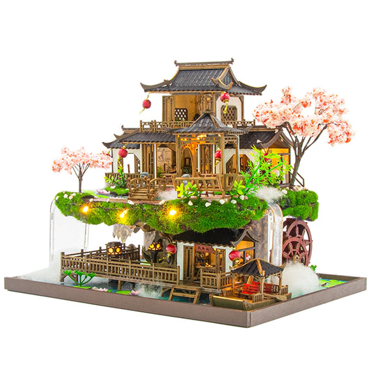 Roroom 3D Puzzles for Adults, Fairyland Cottage Book Nook Kit with LED Lights, Wooden DIY Miniature House Kit Bookends for Bookshelf Decor for Bookshelf Decor and Creative Crafts for Adults & Teens