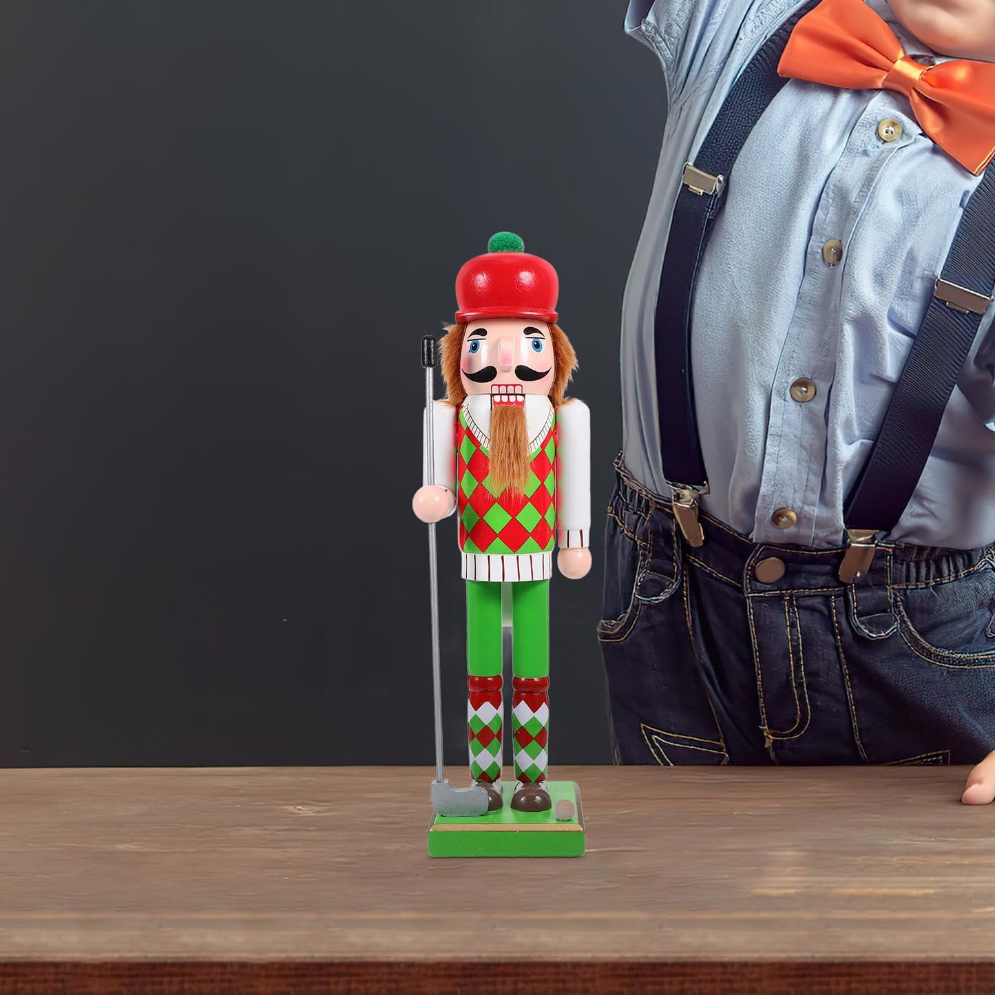 DECHOUS Golf Nutcracker 15 Inch Christmas Golf Player Nutcracker Sports Nutcracker Golfer Nutcracker with Club and Ball Christmas Nutcracker Figurines for Home Table Shelve