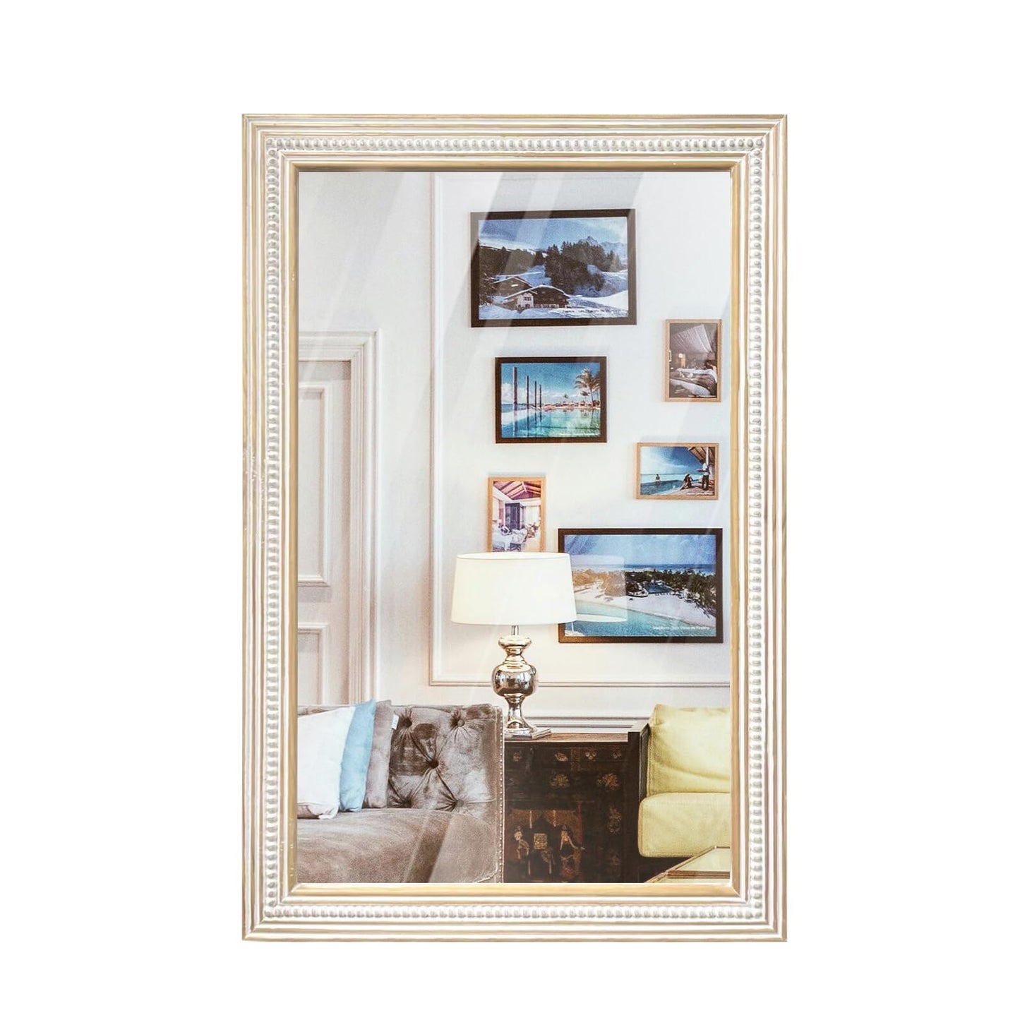 Reflinto 36x24 Inch Bathroom Decorative Wall Mirror, Rustic Farmhouse Wooden Frame Rectangular Mirrors for Over Sink, Living Room, Entryway, Foyer - Horizontal/Vertical Mount