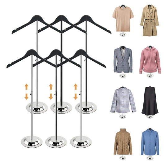 Fumingpal 20-35 Inch Height Adjustable Shirt Display Stand, T Shirt Display Stand for Vendors, MannequimRack for Clothing Dress Garment Coat Retail (Wooden-black, 6 Pcs)