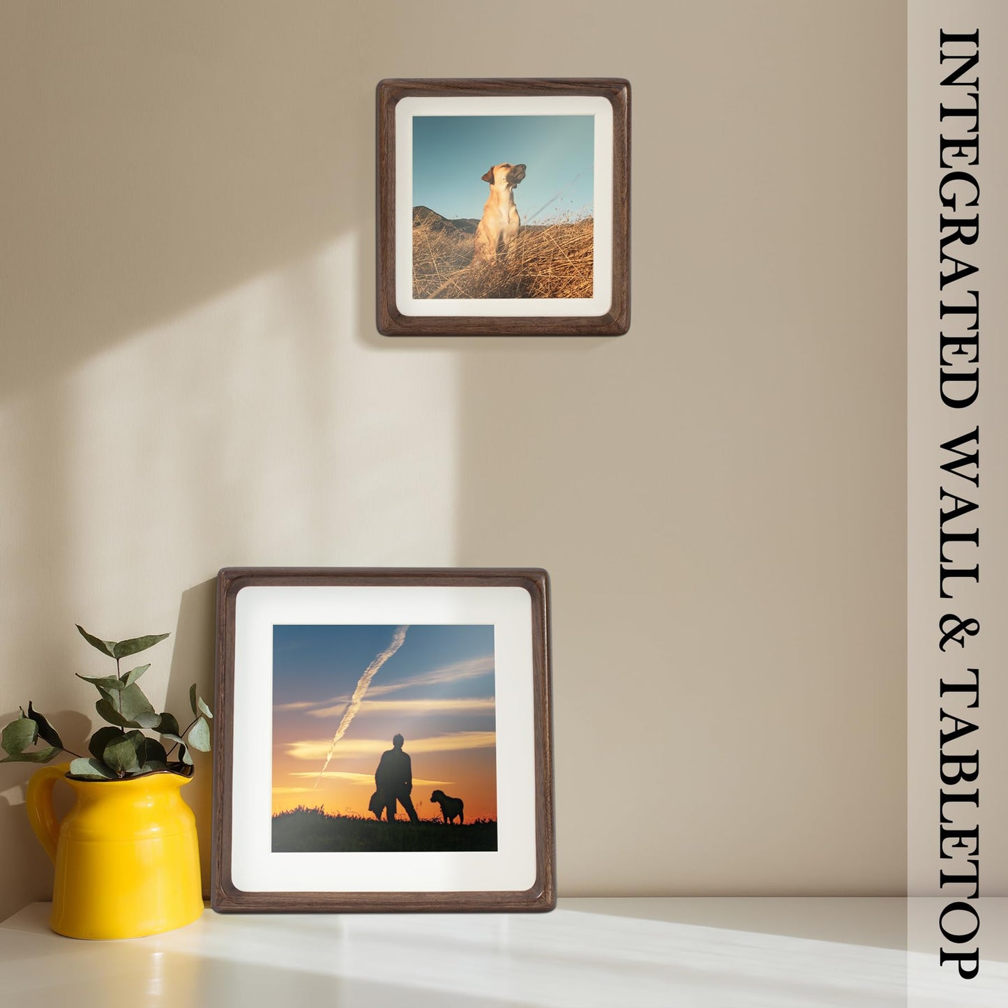 LAUBO2 Real Black Walnut 10x10 Wooden Picture Frame with Sturdy Reinforced Wood Back - Matted to 8x8/6x6, Wall & Tabletop Display Gift