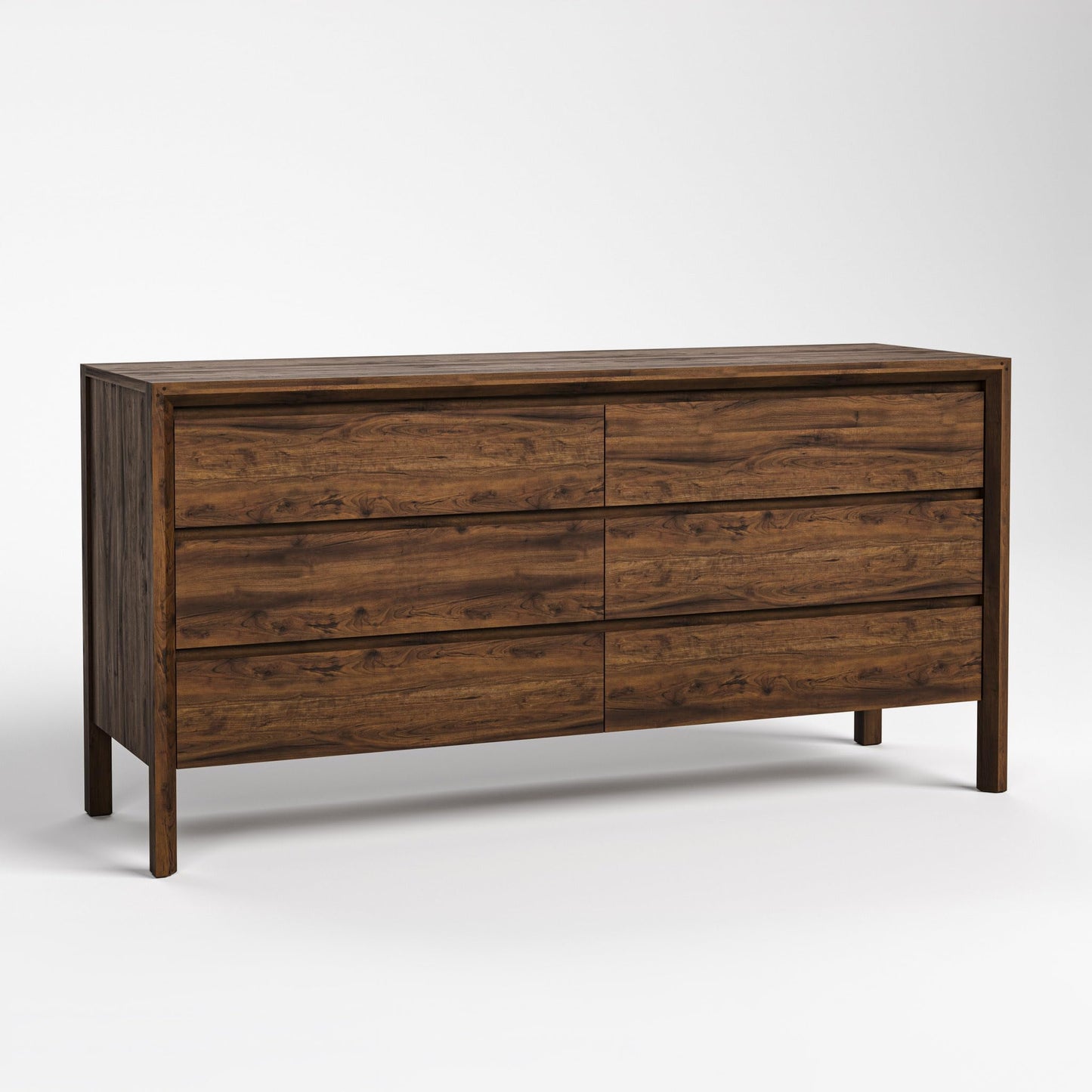 Stickley Saranac Dresser, Chest, Solid Rustic Walnut, Sustainable Construction, 6 Drawers, Finger Pulls, 64in W x 20in D x 32in H, Made in USA