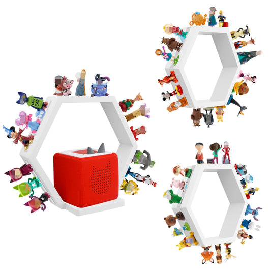MITREL for Tonies Shelf Magnetic – Wooden Tonies Storage Shelf, Tonie Box Shelf with Tonies Holder, Wall Mounted Tonies Organizer for Kids Room (White)