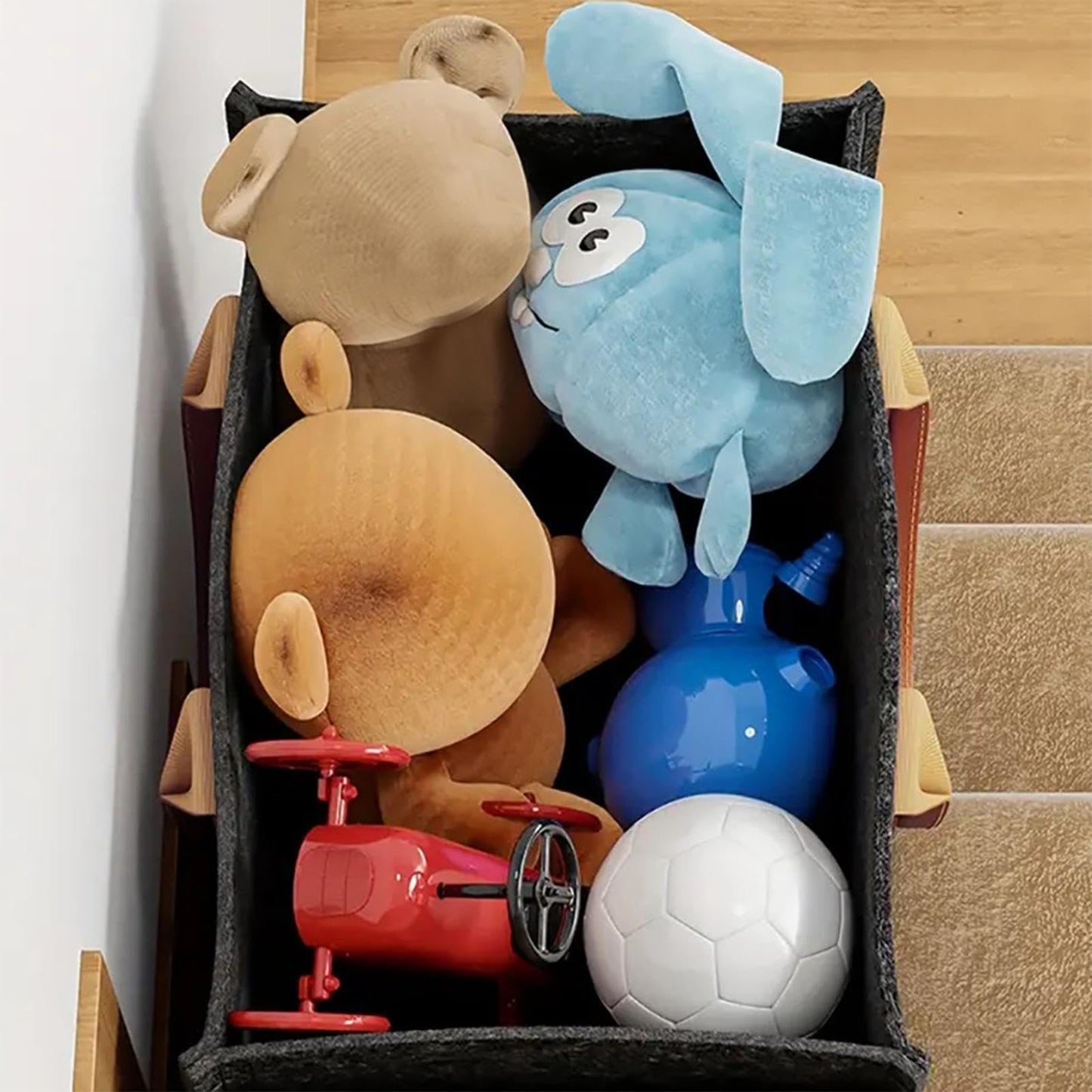 Stair Basket - Laundry Basket, Space-Saving Closet Storage | Carpeted Stairs Closet Storage with Handle for Wooden Staircase Carpeted Stairway Household Apartment