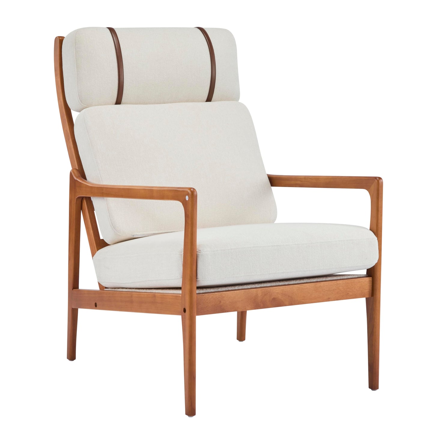 Christopher Knight Home Nadine Wooden Club Chair, Upholstered Accent Chair, Cushions Support Armchair, Comfy Lounge, Single Reading Sofa, Solid Wood Frame Armchair for Living Room Home, Beige+Teak
