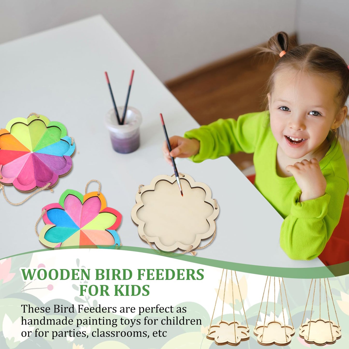 DoubleFill 48 Pcs Bird Feeder Craft Kits for Kids Ages 3-8 Make Your Own Bird Feeders DIY to Paint Craft for Spring Garden Outdoor Decoration Summer Activities Project