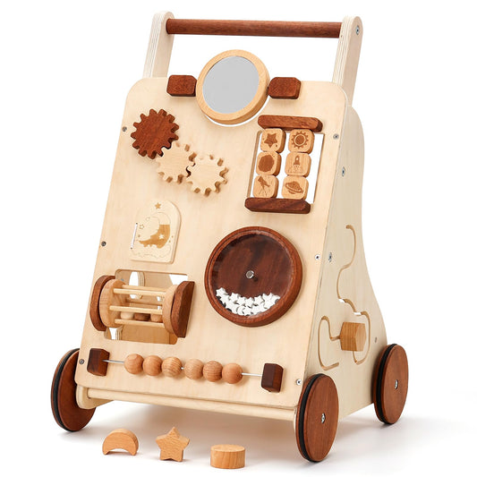 Woodtoe Wooden Baby Walker, Adjustable Speed Push Walker, Montessori Toys for 1 Year Old, Wood Walker for Boys and Girls, Baby Activity Center, Toddler Push Toys, Baby Shower Birthday Toy Gift for 1+