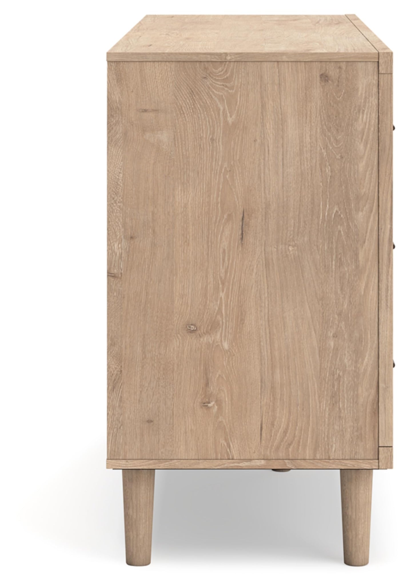 Signature Design by Ashley Cielden 6 Drawer Dresser, Quick 10-Minute Assembly, Textured Cane Details, Coastal Modern Bedroom Storage, Light Brown Two-Tone