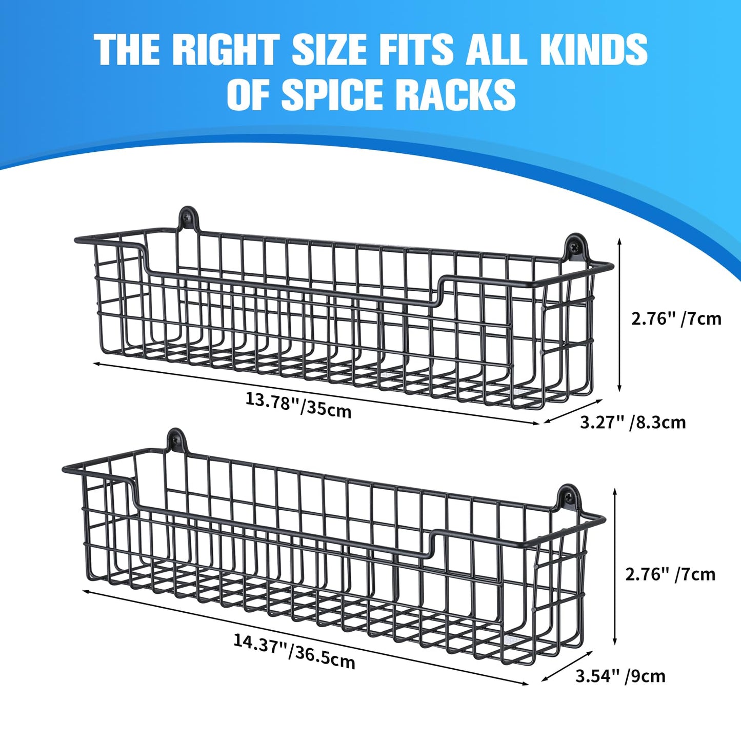 GUUKAR Spice Rack Organizer Wall Mount, Spice Organization Storage Shelf for Cabinet Door, 4 Packs Wall Spice Rack Saving Space for Kitchen, Black