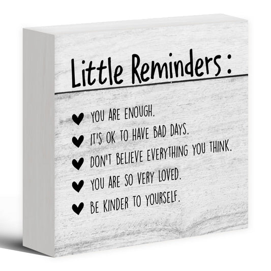 Luipk Inspirational You Are Enough Wood Box Sign Desk Decor, Mental Health Wood Box Sign Desk Decor Motivational Wooden Block Decorations for Home Office Dorm Room Wall Tabletop Shelf