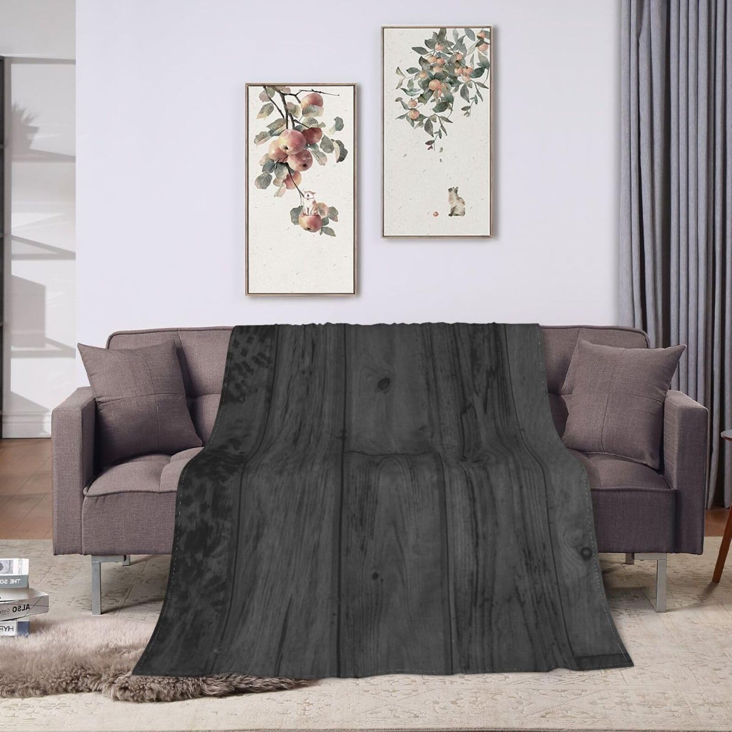 50"X40" Dark Wooden Floorboards Texture Soft Flannel Blanket - Lightweight and Quick Drying, Used for Home, Travel, Camping