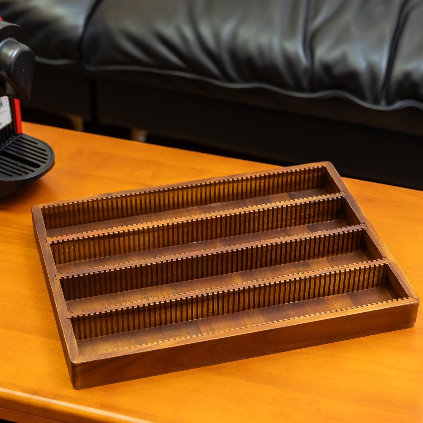 Acacia Wood Coffee Pod Holder Tray Compatible with Nespresso Vertuo, Pods Organizer Drawer Insert, Storage, Stand, Container, Capsule Holder for Coffee Bar Countertop, 40 Big or 60 Small Pods Capacity