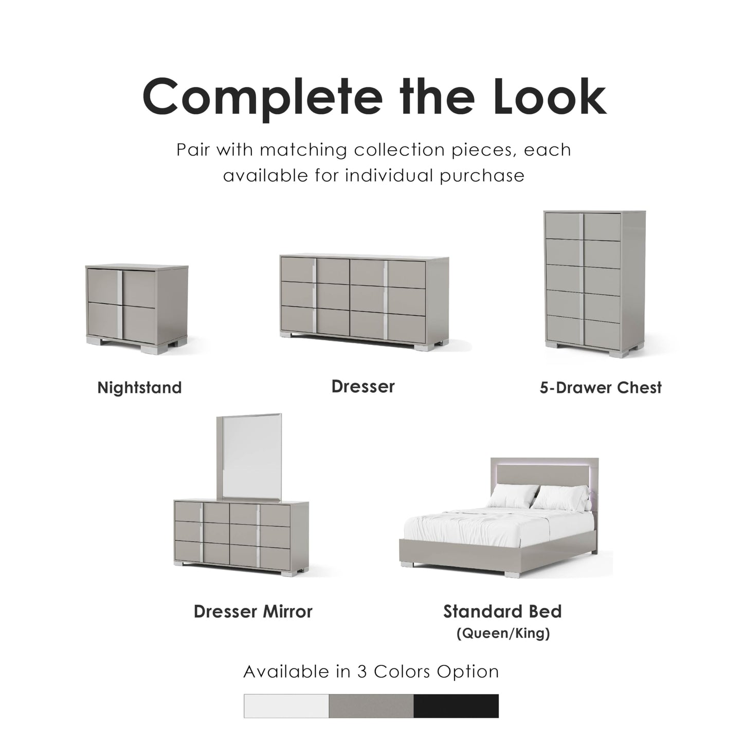 Furniture of America Alistair Modern Wood Nightstand with 2 Drawers and Vertical Chrome Handles, Large Bedside Table, Wooden Night Stand for Bedroom, Guest Room, Dorm, No Assembly Needed, White