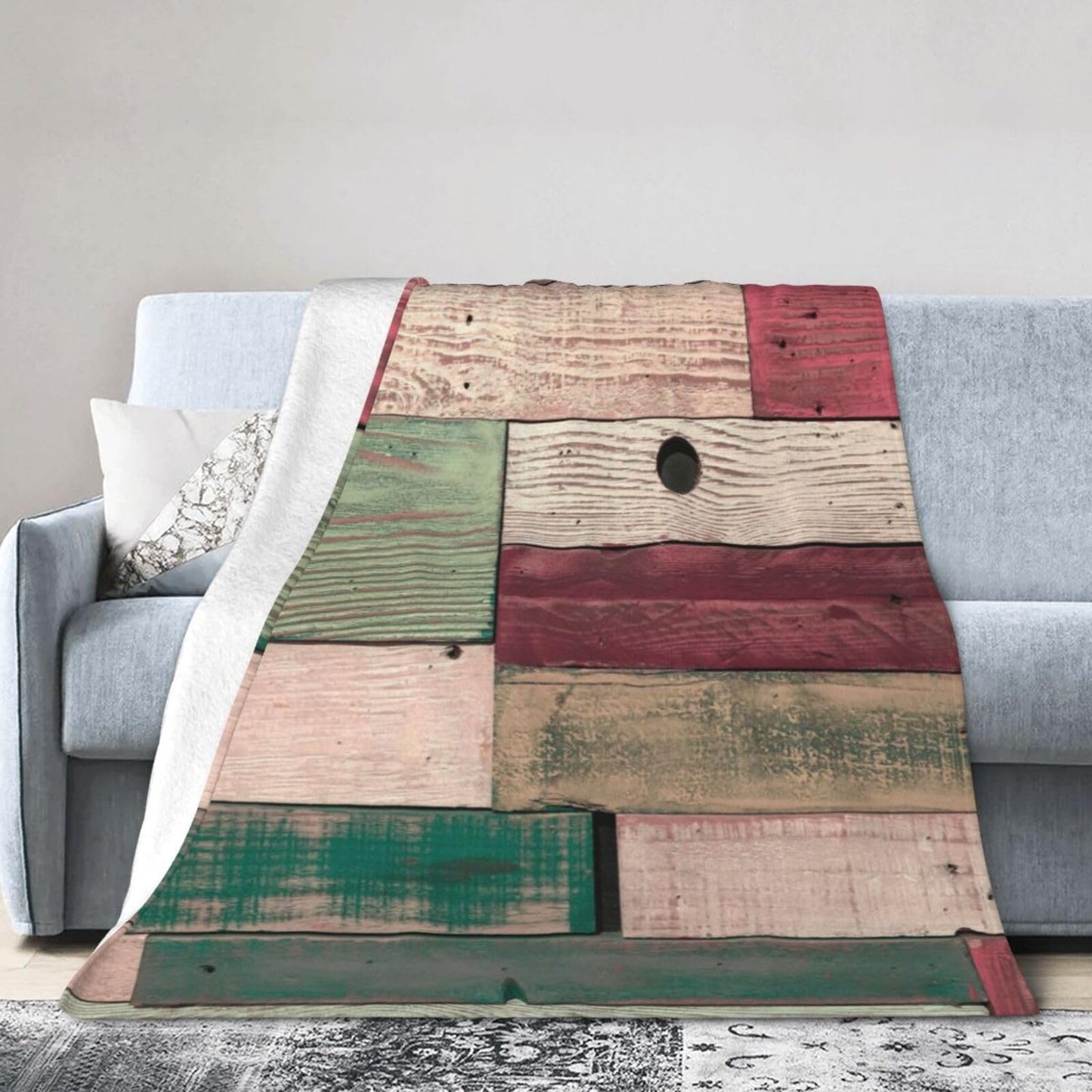 Vintage Wooden Wall from of Horizontal Ultra Soft Cozy Lightweight Flannel Fleece Blanket 3D Fashion Print All Season Sofa Warm Bed Throw Blanket 80"X60"