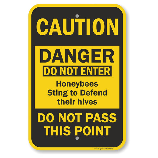 SmartSign "Do Not Enter, Honeybees Sting To Defend Their Hives" Sign | 12" x 18" Aluminum