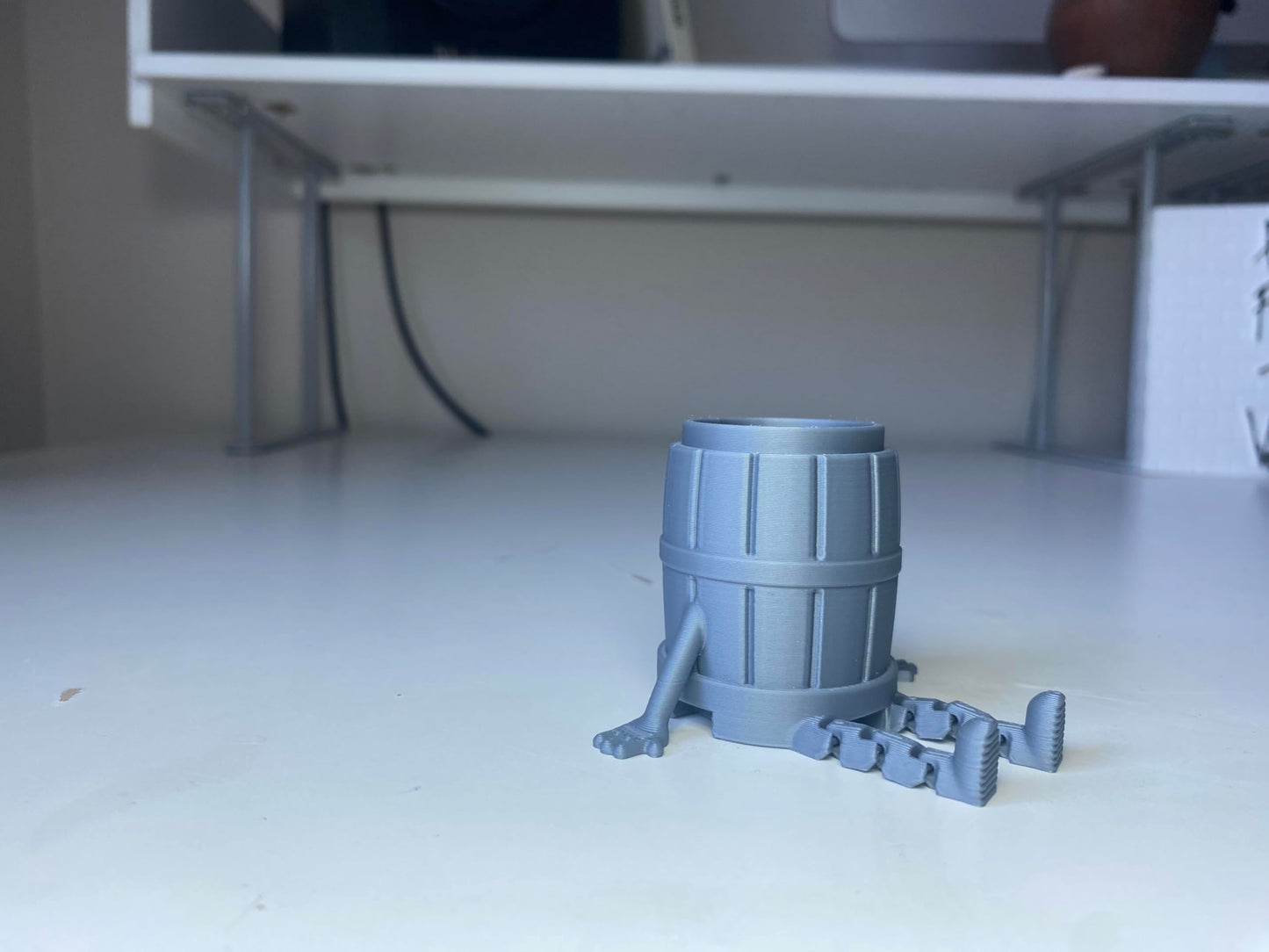 Articulated Barrel Man Desk Decor - Matte Silver Rustic Inspired Figurine for Home Bar, Office Shelf Accessory, and Unique Gift for Collectors - Poseable Barrel Character