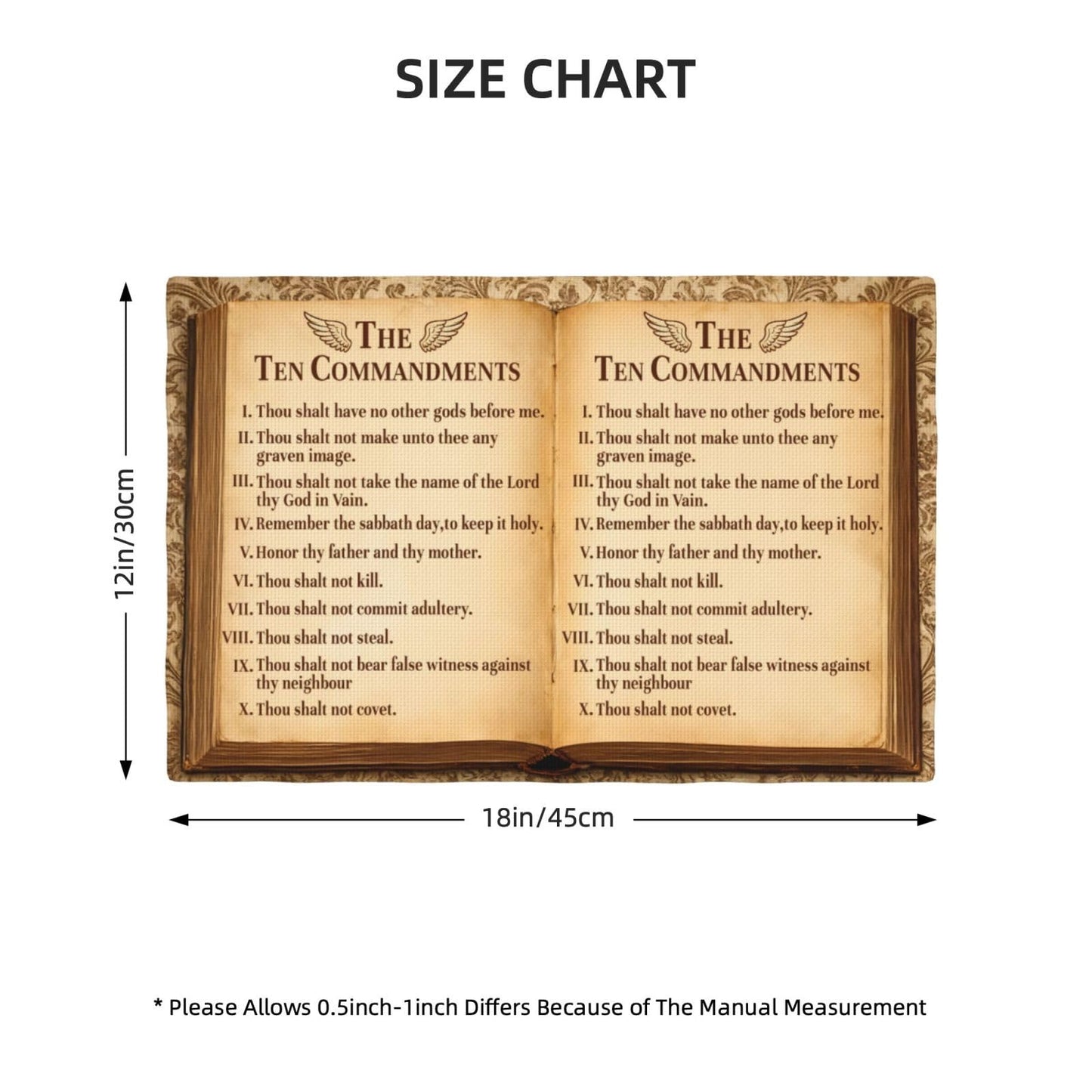The Ten Commandments Placemats Set of 4, Christian Religious Bible Verse Place Mats Table Mats for Kitchen Dining Room Home Party Decor 12x18 Inch