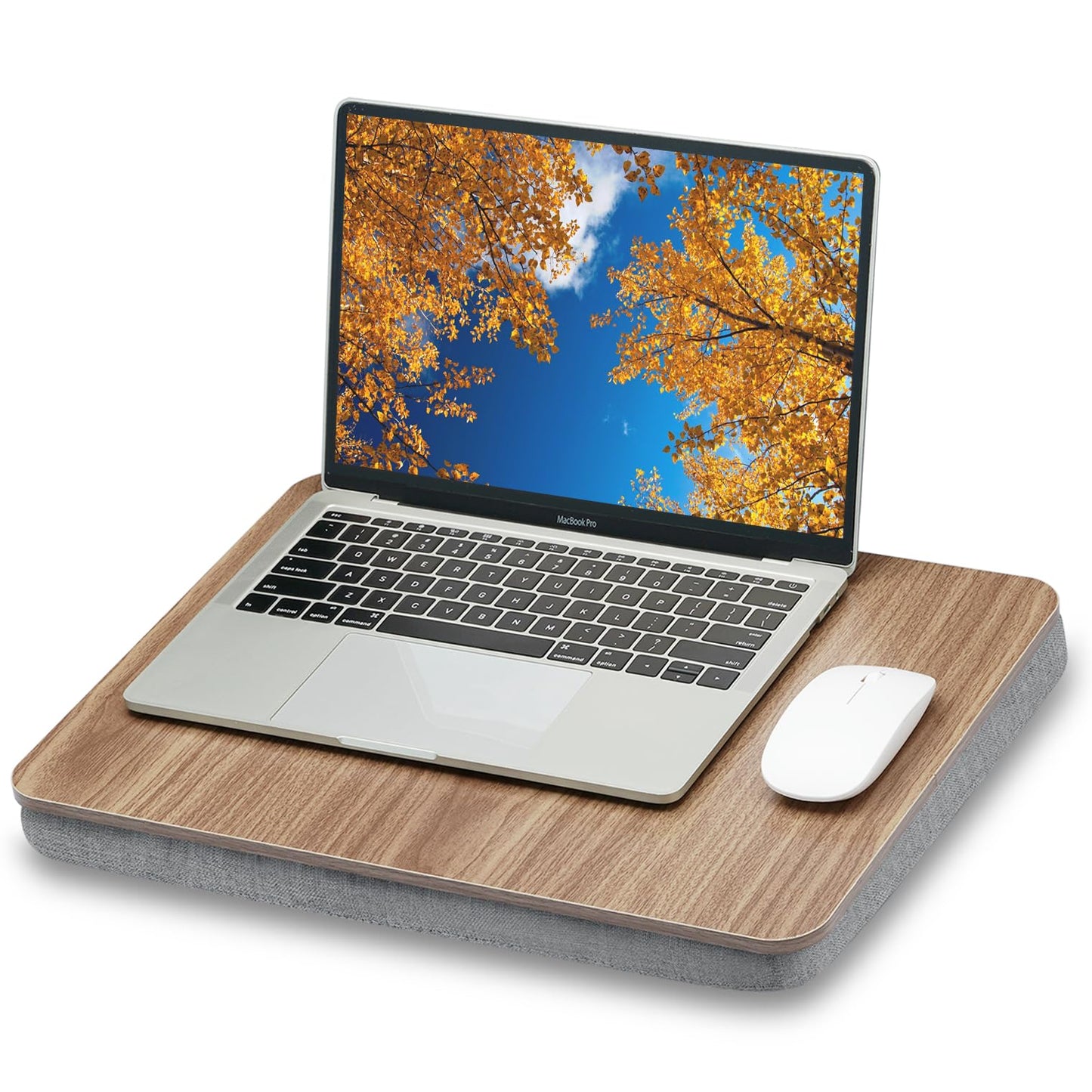 ZEAPTAC Lap Desk with Pillow Cushion, Portable Bed Desk, Fits up to 15.6 inch Laptop, Lap Stand for Bed & Couch & Carpet, Book/Tablet/Drawing Board Stand - Dark Brown Wood