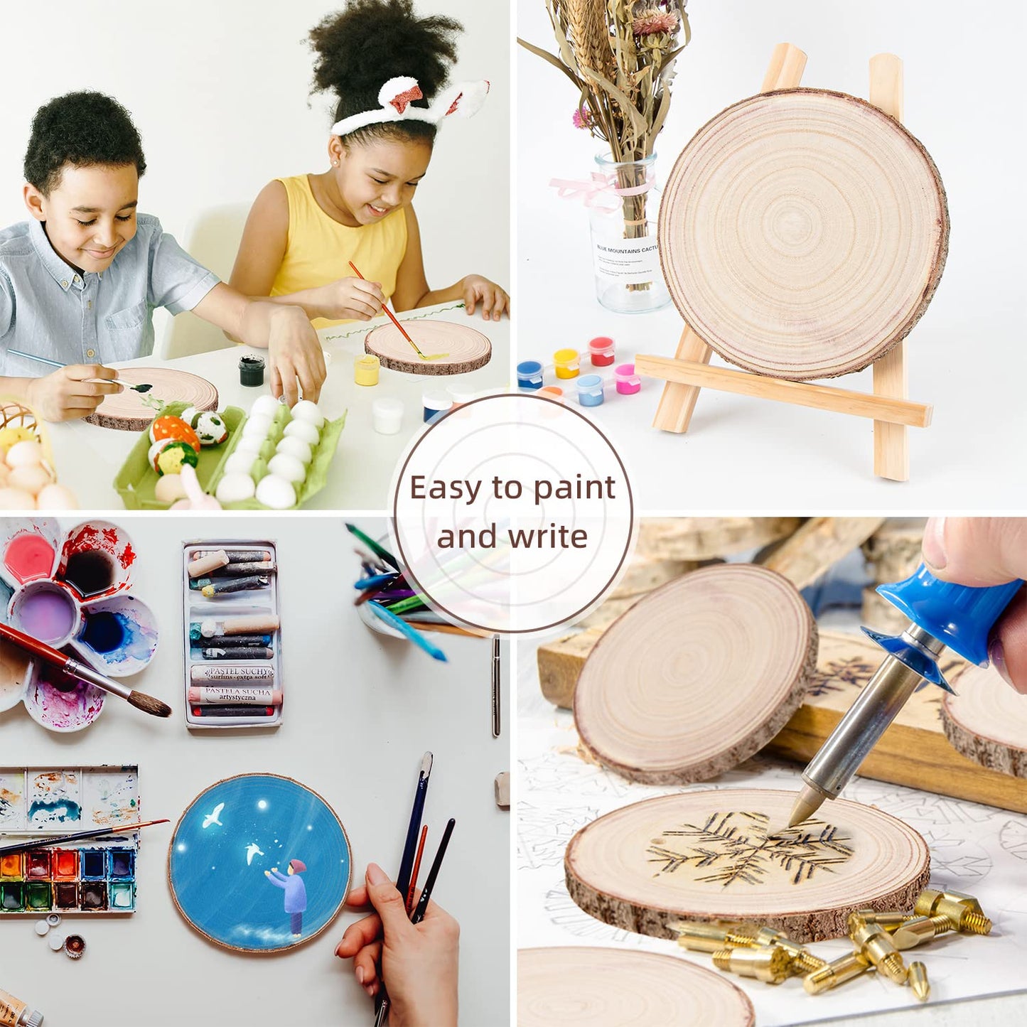 Maputune 8 Pcs 11-12 in Large Unfinished Wood Slices for Centerpieces, Natural Rustic Wooden Plate for DIY Craft, Round Wood Chips for Signage Painting Wedding Party Christmas Decor