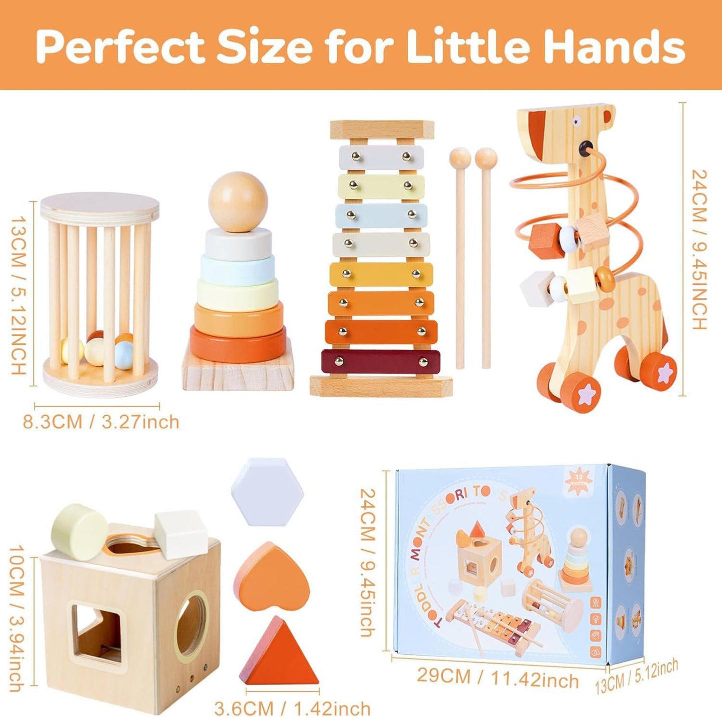 Smartwo Wooden Montessori Toys,Montessori Baby Blocks Toy for 12-18 Months,Shape Sorting,Xylophone,Development Toys for Girls Boys Birthday Chiristmas Gifts