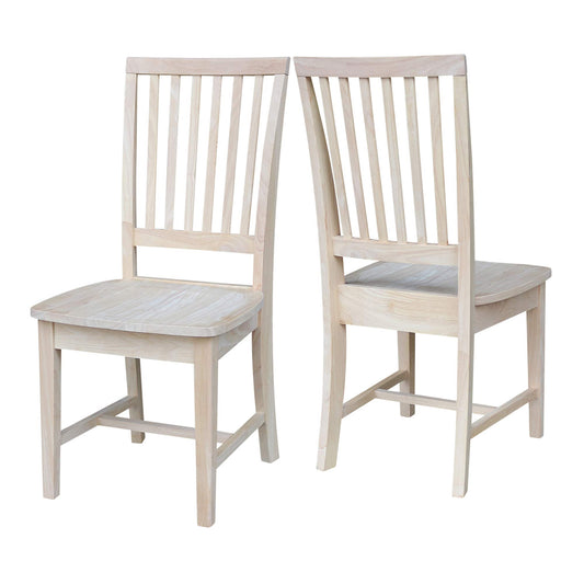 International Concepts Mission Side Chairs, Armless, Solid Parawood, Unfinished (Set of 2)