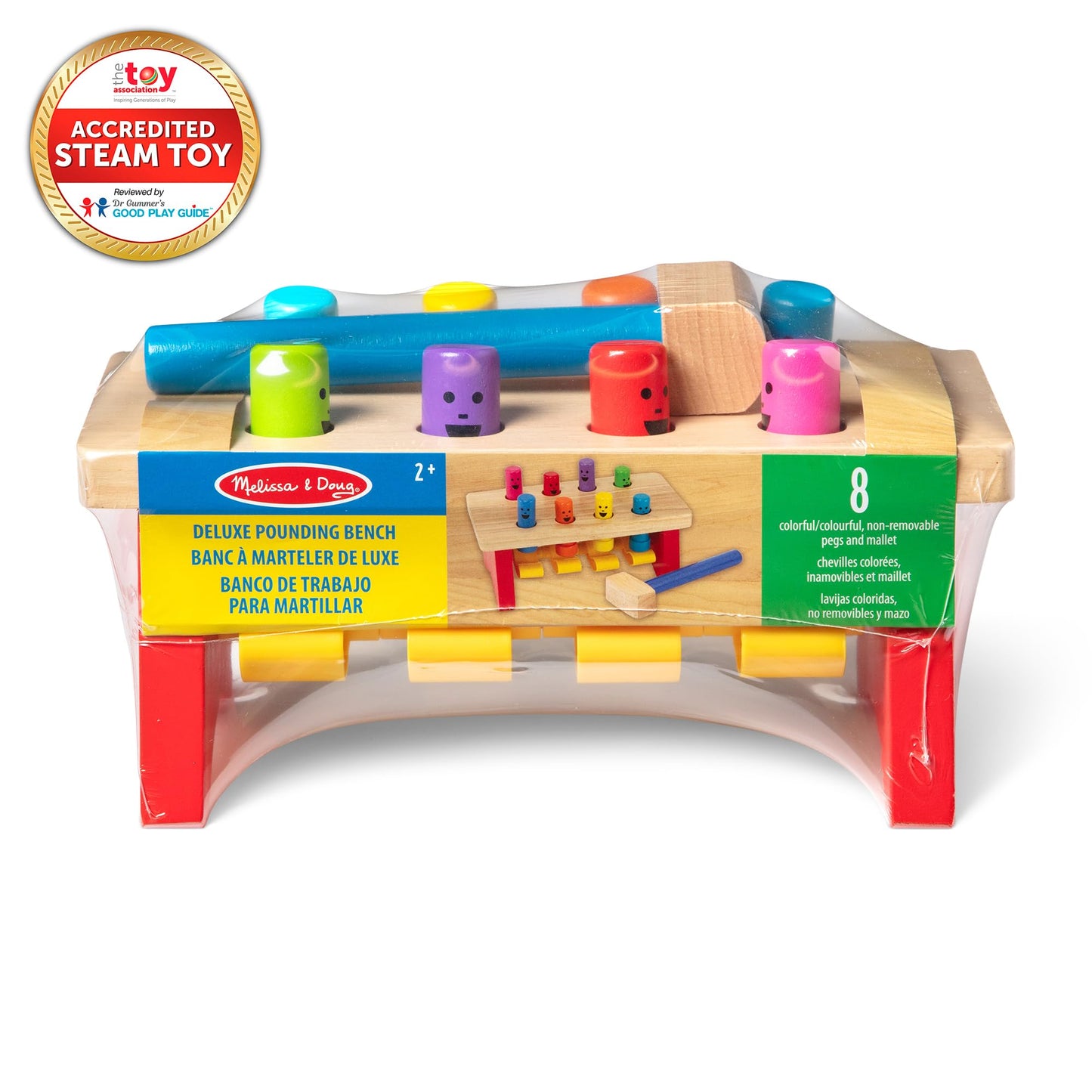 MeMelissa & Doug Deluxe Pounding Bench Wooden Preschool Learning Toy with Mallet Classic Wooden Toddler Toys for Ages 2+Lissa & Doug Deluxe Pounding Bench Wooden Preschool Learning Toy with Mallet