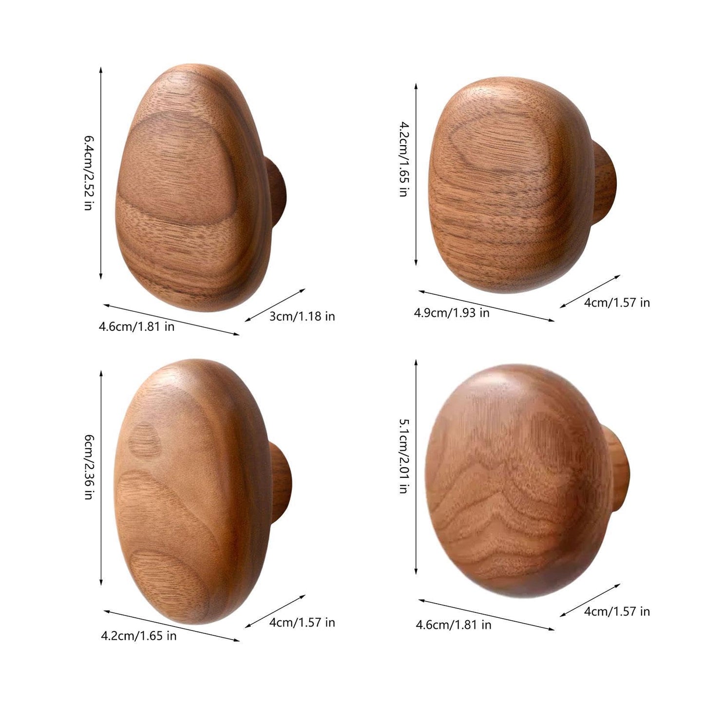 DimyFew 4Pcs, Wood Wall Mounted Coat Hooks Wooden Coat Hooks Coat Racks Wood Cabinet Knobs Wall Hooks for Scarf, Bag,Hat,Bedroom,Home