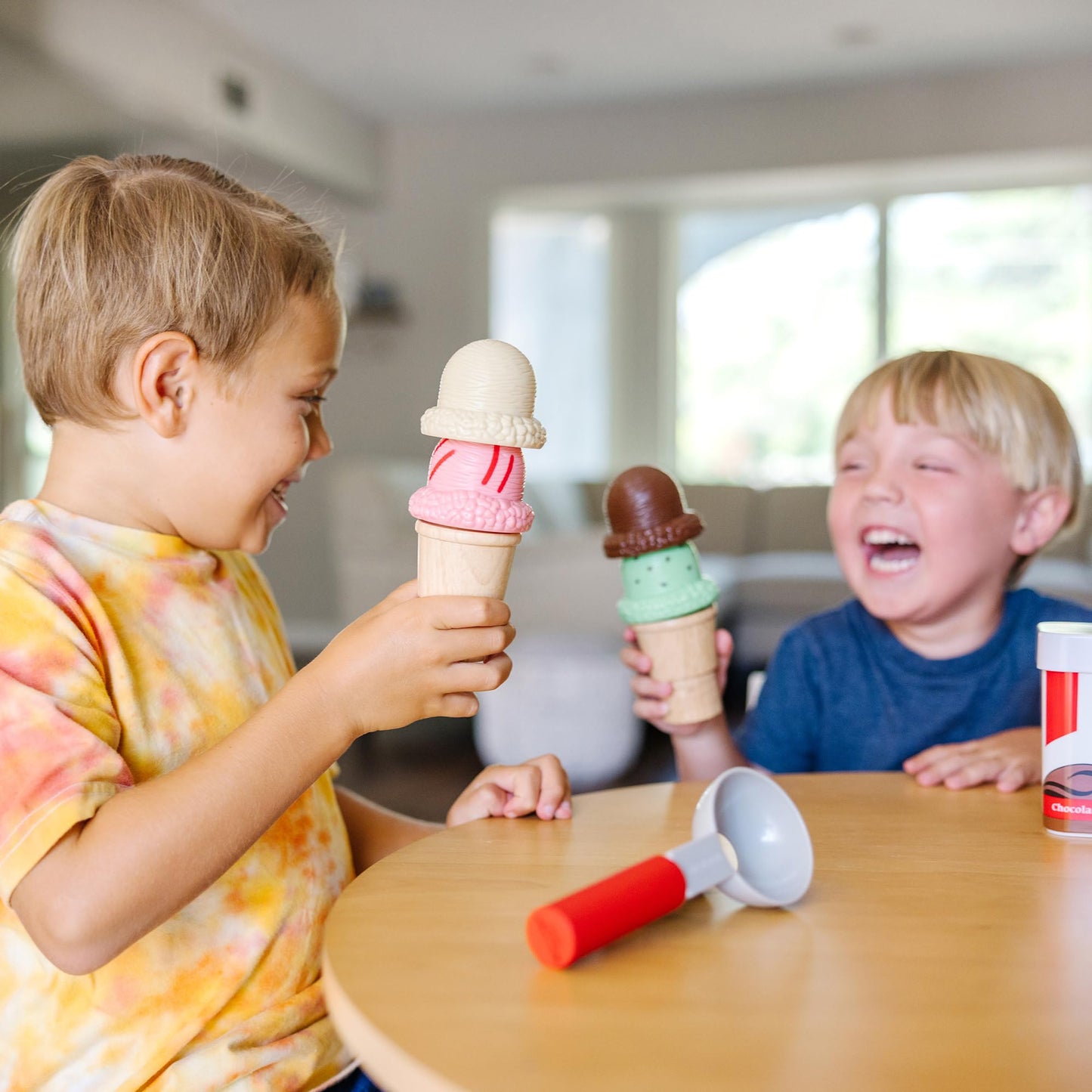 Melissa & Doug Scoop and Stack Ice Cream Playset, Magnetic Wooden Toys & Pretend Play Kitchen Accessories, Preschool Learning Toys for Girls & Boys 3+ - FSC Certified
