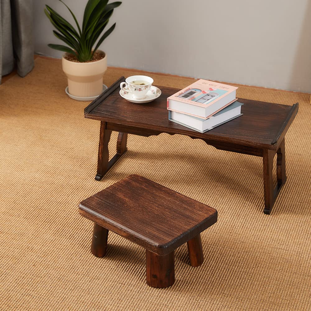 SINOBEST Wooden Stool, Rectangular Bedside Step Stool, Step Ladder for Kitchen & Bathroom, Foot Rest Stool Under Desk, Super Sturdy Hold Up to 500 LBS