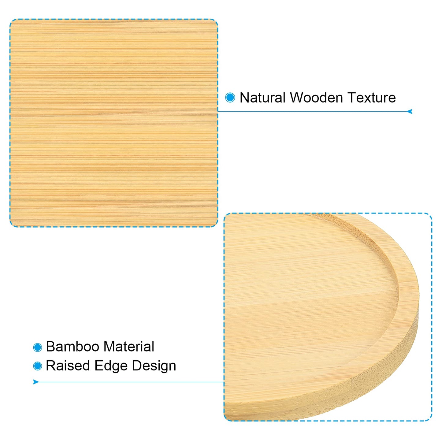 PATIKIL Plant Pot Saucer 4.3 Inch OD, 2 Pack Bamboo Round Flower Drip Tray for Home Indoor