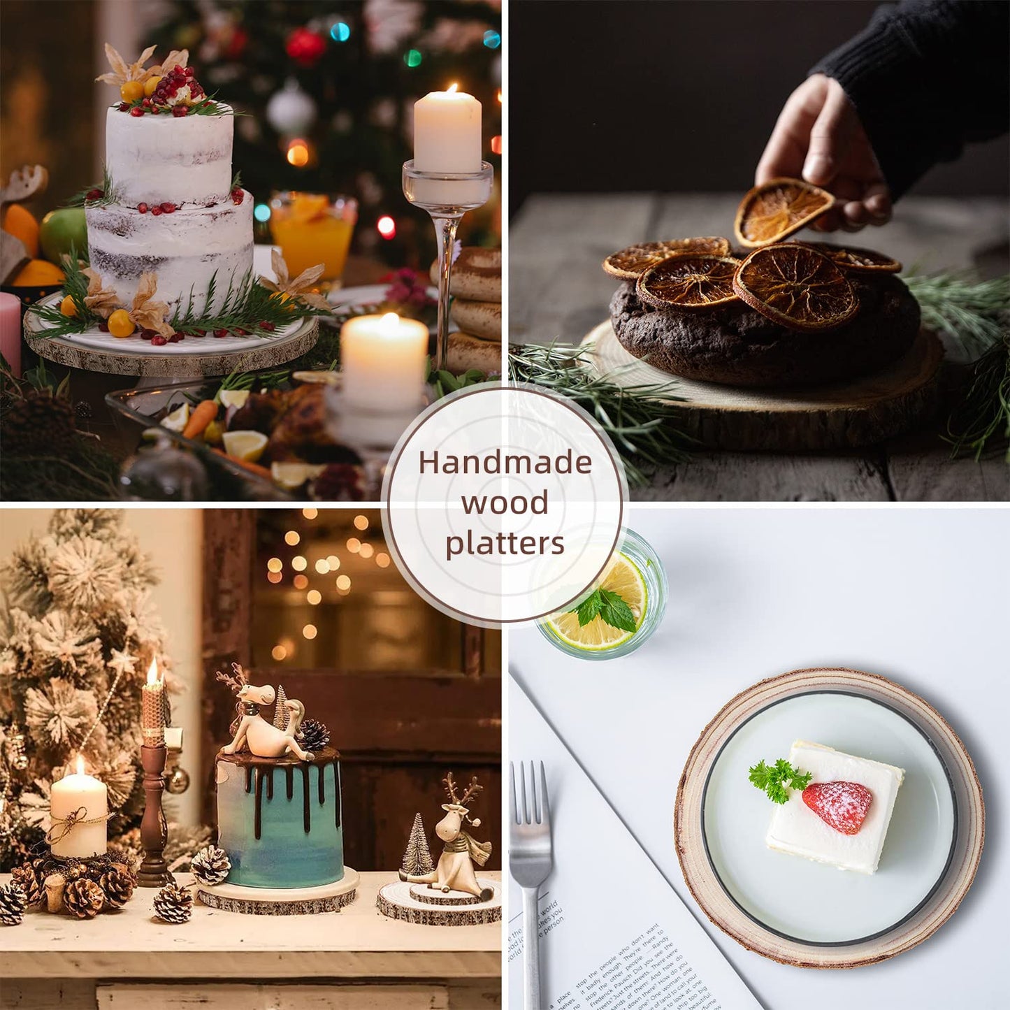 Maputune 8 Pcs 11-12 in Large Unfinished Wood Slices for Centerpieces, Natural Rustic Wooden Plate for DIY Craft, Round Wood Chips for Signage Painting Wedding Party Christmas Decor