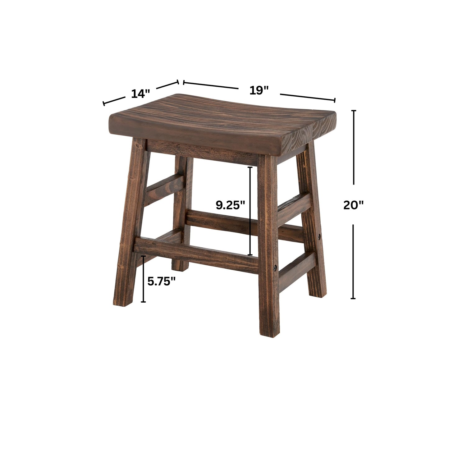 Alaterre Furniture Pomona 20-Inch Counter Height Saddle Seat Barstool – Solid Wood, Backless Rustic Farmhouse Stool in Natural Finish for Kitchen Island or Dining Room (Natural)