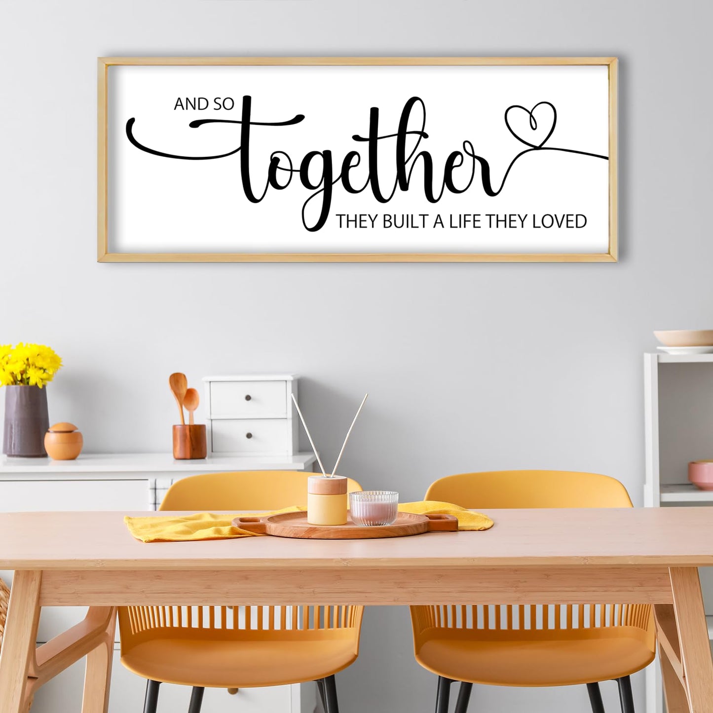 RLWangChao And So Together They Built A Life They Loved Sign Wall Decor 40"x15" Above Over Bed Master Bedroom Large Wood Framed Wall Hanging Art (Wood)