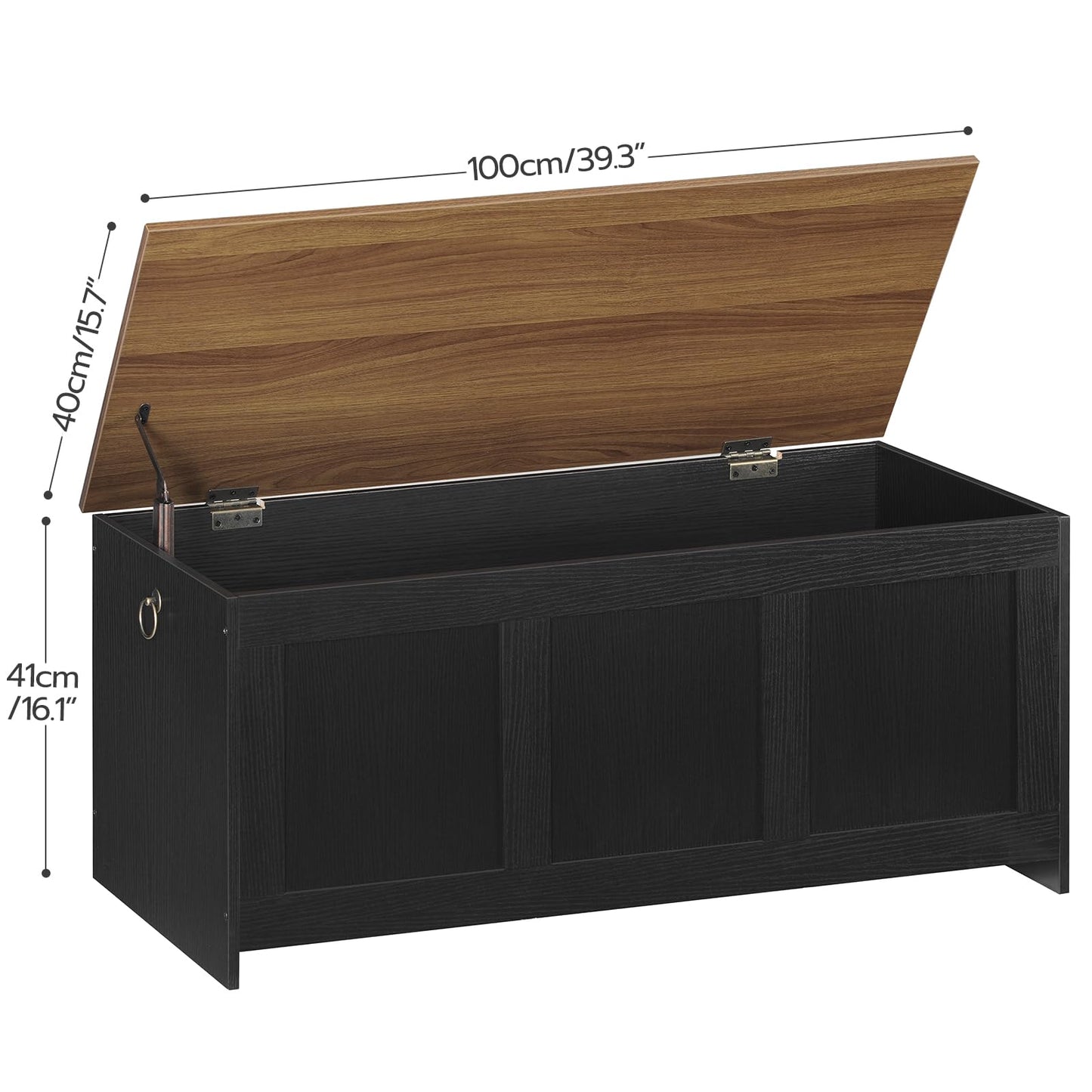 HOOBRO Storage Bench, 39.3" Retro Wooden Storage Chest, Wooden Storage Trunk, Toy Chest with Lift Top, Multifunctional Entryway Organizer, for Entryway, Living Room, Black and Walnut BH141CW01