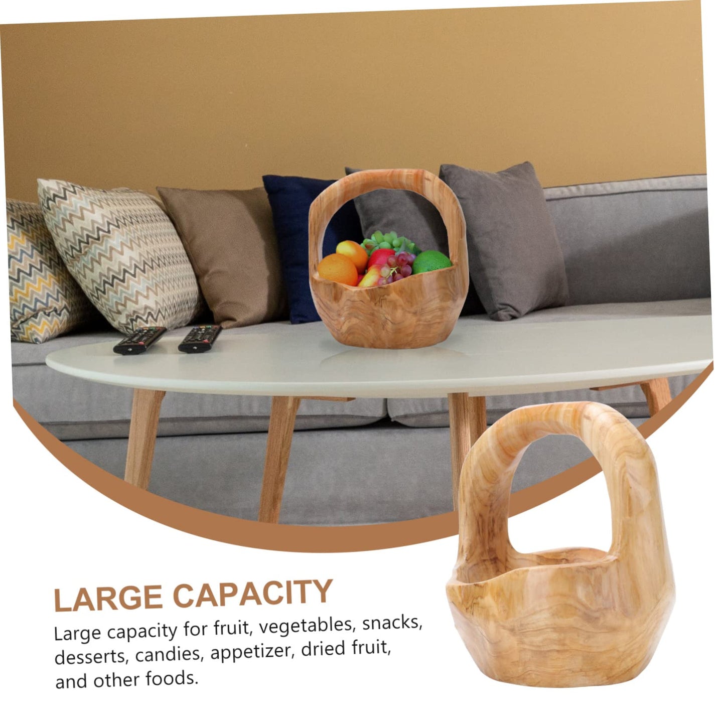 SOLUSTRE Wooden Fruit Basket Kitchen Serving Tray Decorative Bowl Appetizer Tray Creative Root Carving Bowl Snack Plate for Parties Style