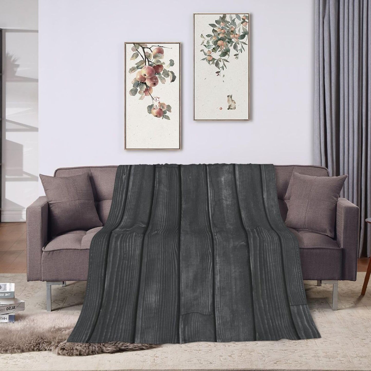60"X50" Dark Wooden Texture Soft Flannel Blanket - Lightweight and Quick Drying, Used for Home, Travel, Camping