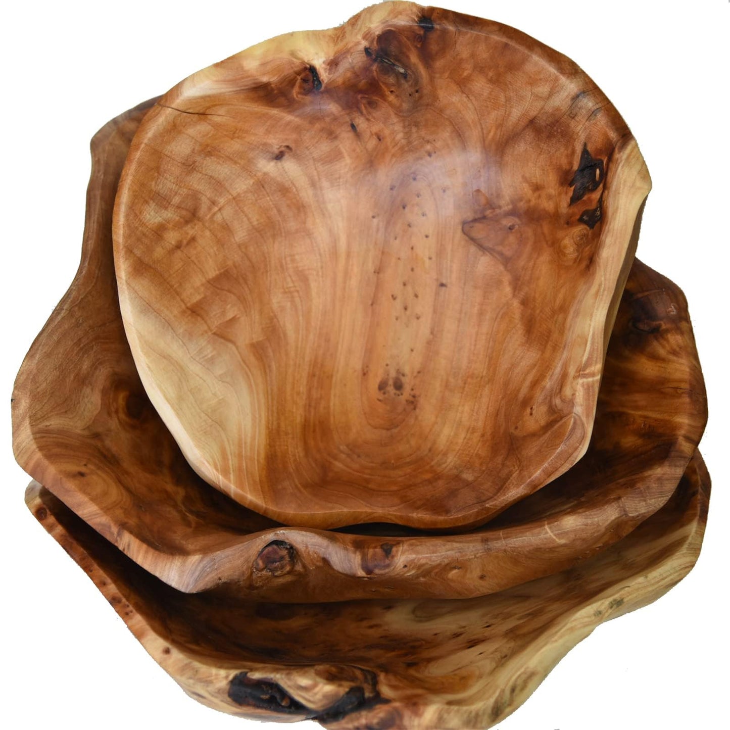 KIDYBELL Wooden bowl Creative Wood Bowl Root Carved Bowl Decorative Handmade Natural Wood Candy Serving Fruit Bowl(9"-10")