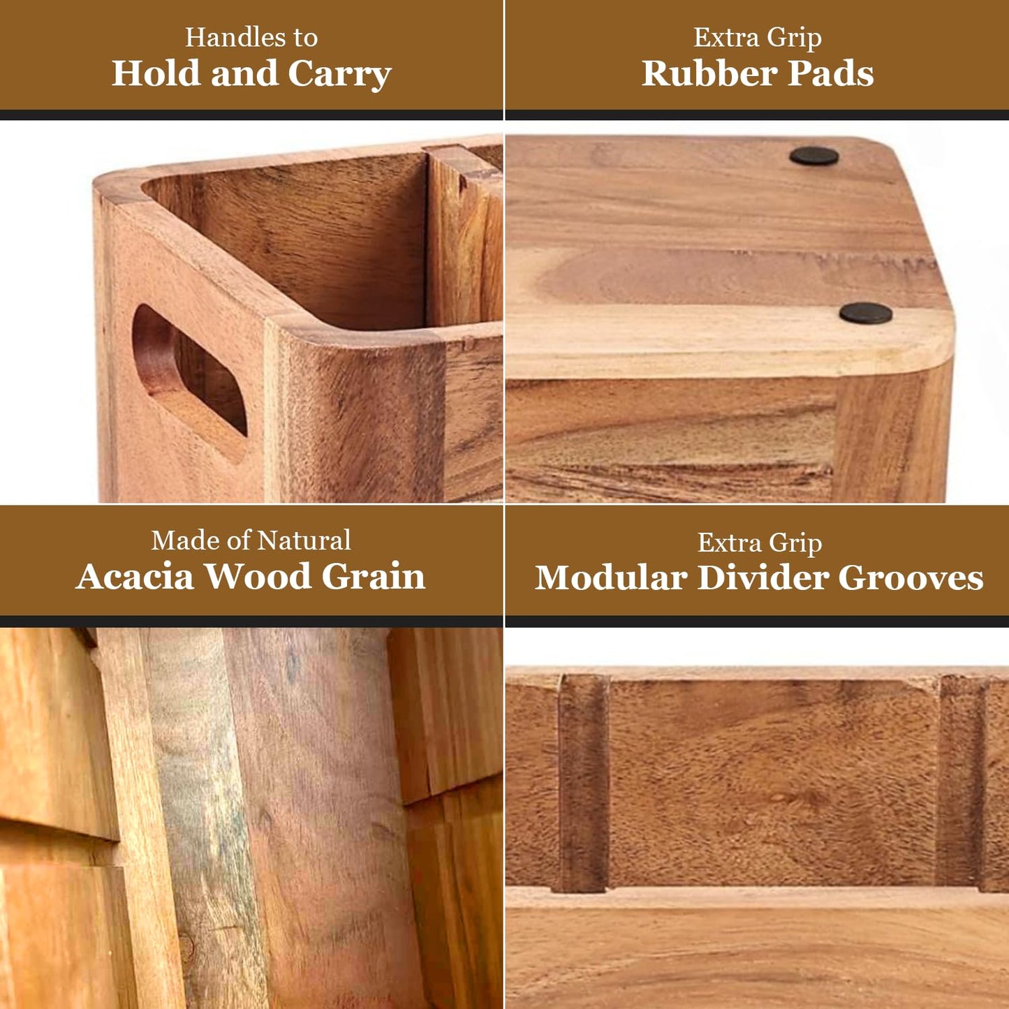 Paw-er Play Wooden Caddy Utensil Holder - Premium Acacia Wood Utensil Caddy with Sturdy Design for Easy Organization - Perfect Kitchen Utensil Organizer for Counters, Dining Tables, and Everyday Use