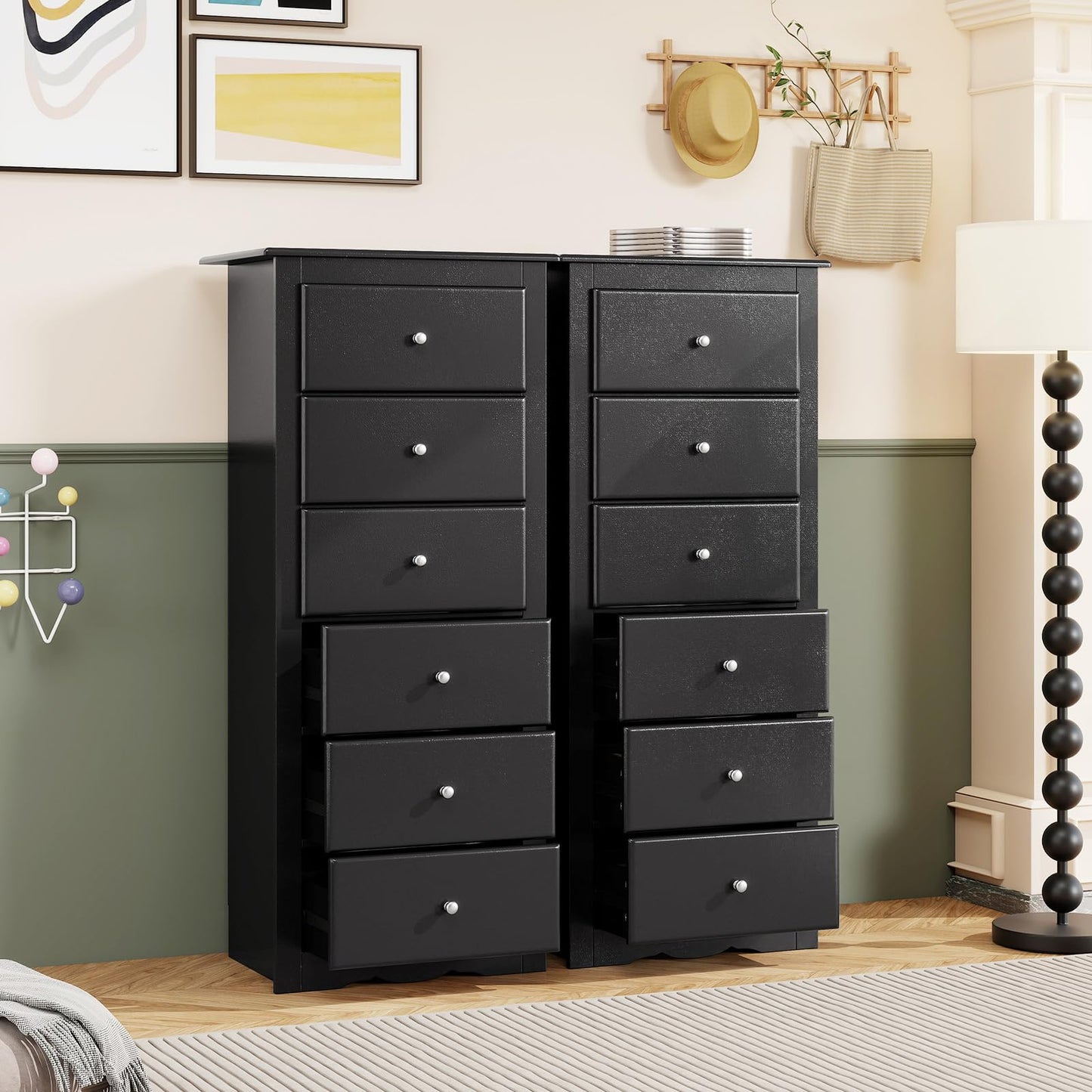 Giantex 6-Drawer Dresser for Bedroom, Wooden Chest of Drawers w/Metal Handles & Large Capacity, 16" D x 23.5" W x 53.5" H Clothes Organizer, Modern Tall Dresser for Bedroom, Entryway, Living Room