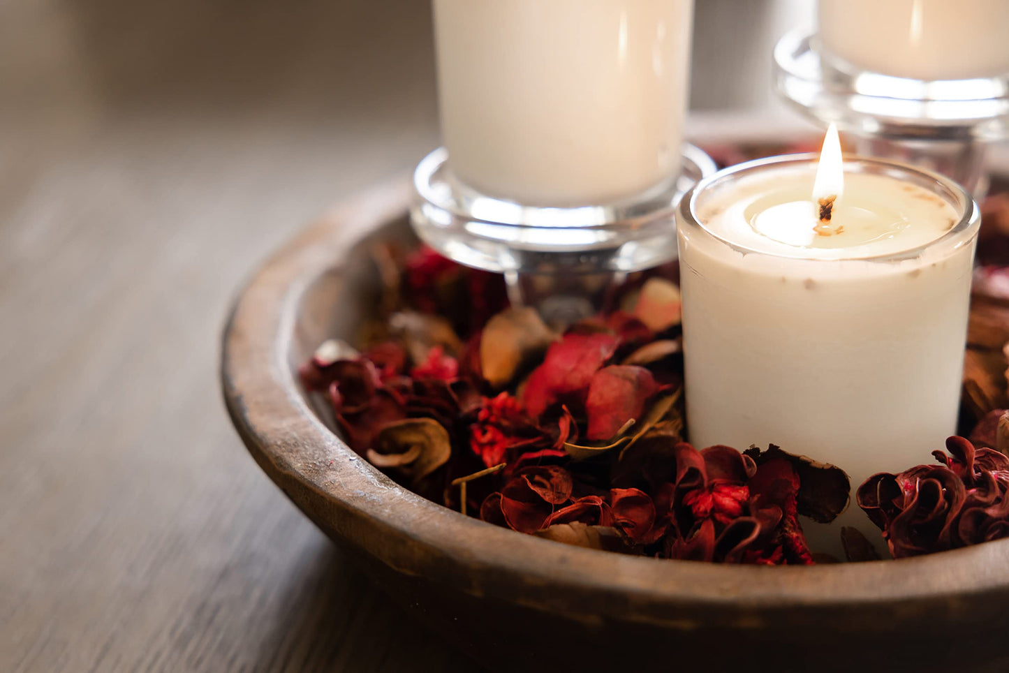 Red Barn Candle Company Wood Dough Bowl - 12" Round Wooden Decor Bowl for Fruits, Potpourri & More - Spanish Oak - Rustic Home Decoration Centerpiece - Handmade & Imported from Mexico (Natural Brown)