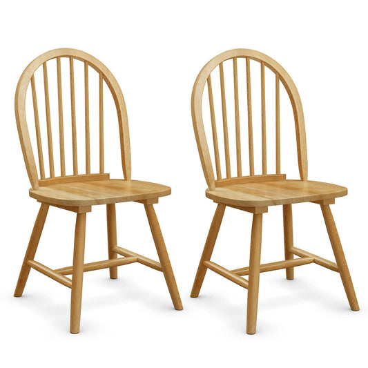 Giantex Wood Dining Chairs Set of 2, Windsor Chairs with Solid Wood Legs, High Spindle Back, H-Shaped Crossbars, Vintage Country Farmhouse Style Wooden Side Chairs