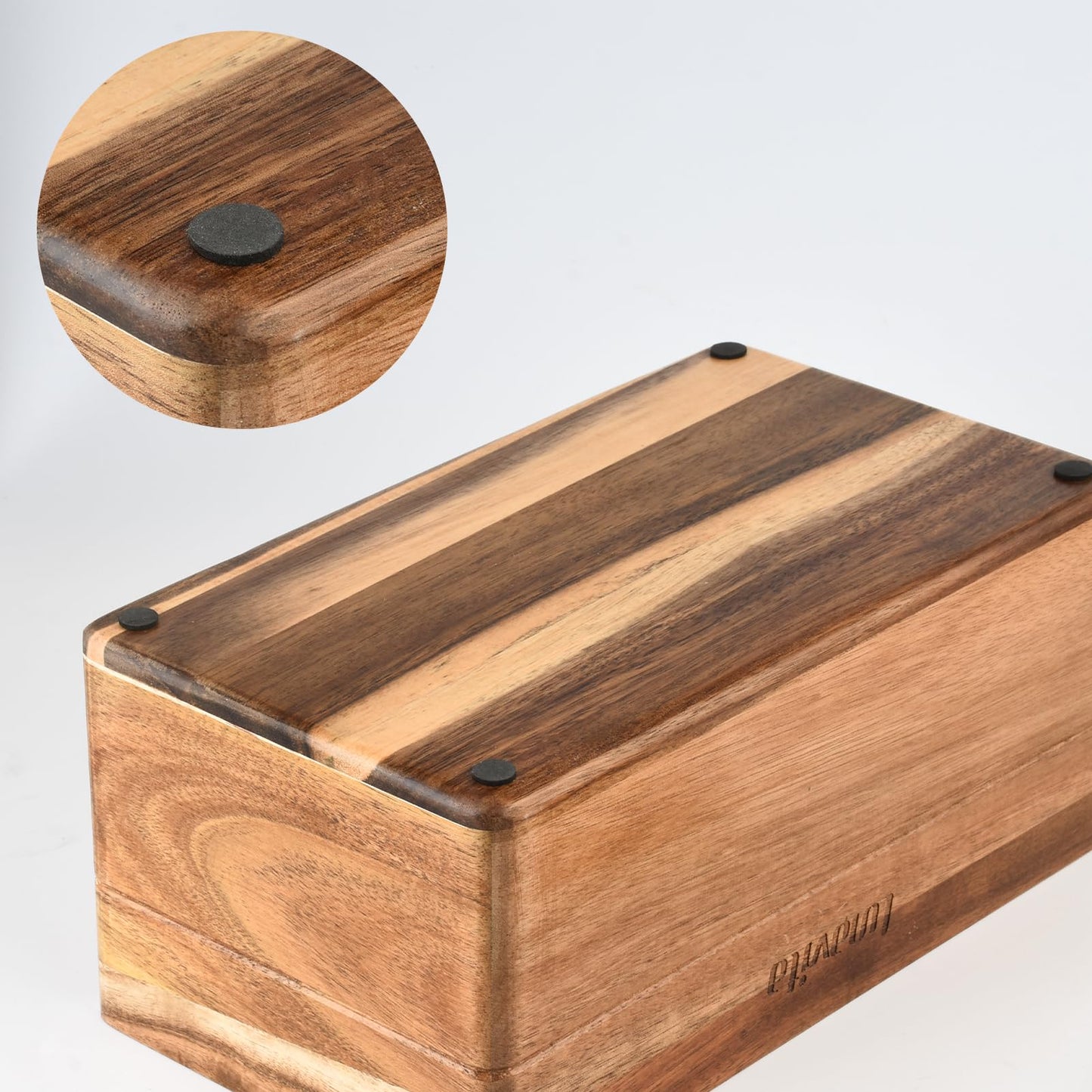 Rectangular Tissue Box Cover, Acacia Wood Rectangle Tissue Box Holder for for Bathroom Bedroom Dinner Table Office, Modern Farmhouse Style Cube Tissue Box