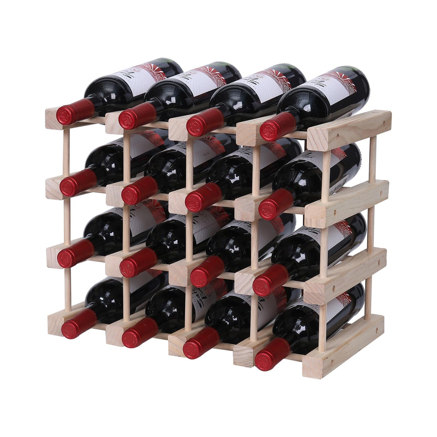 FDHUIJIA Wine Rack Small countertop Cabinet Stackable Storage Wooden freestanding Floor Wine Holder (15 Bottles)