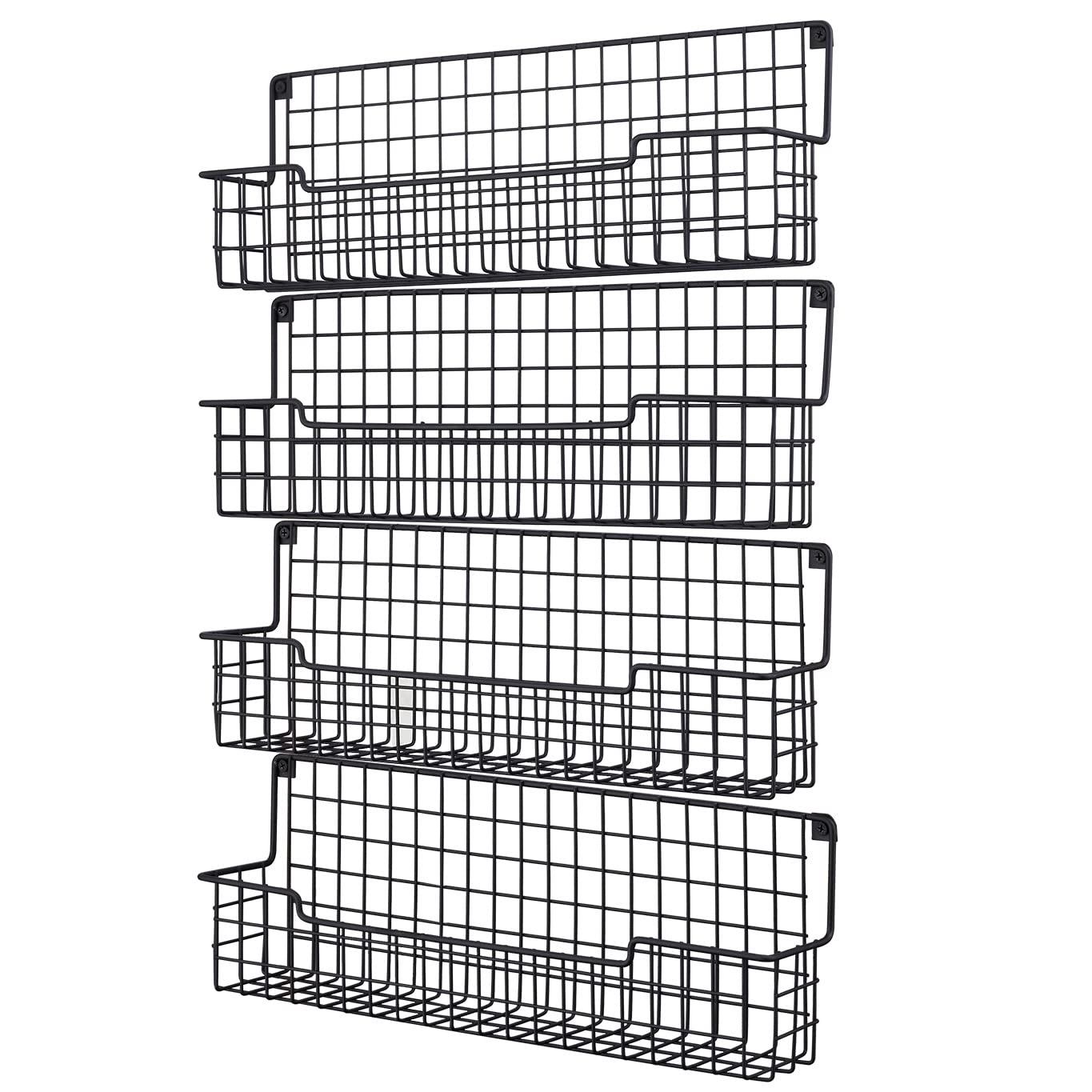 AURIKAR Spice Rack Wall Mount, Spice Organizer for Cabinet & Pantry Door, Set of 4 Hanging Spice Rack Saving Space for Kitchen, Black