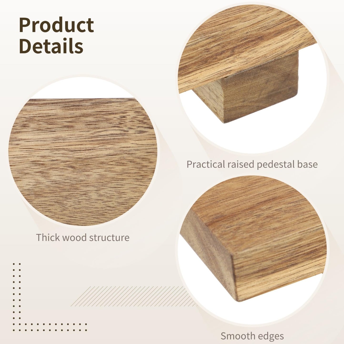 ZALIR Large 16" Wooden Riser Pedestal Stand - Hardwood Serving Tray Stand, 16 x 8 x 1.57 in Farmhouse Wood Display Riser, Versatile Pedestal for Kitchen Countertop, Plants, Jewelry, Candle Holders