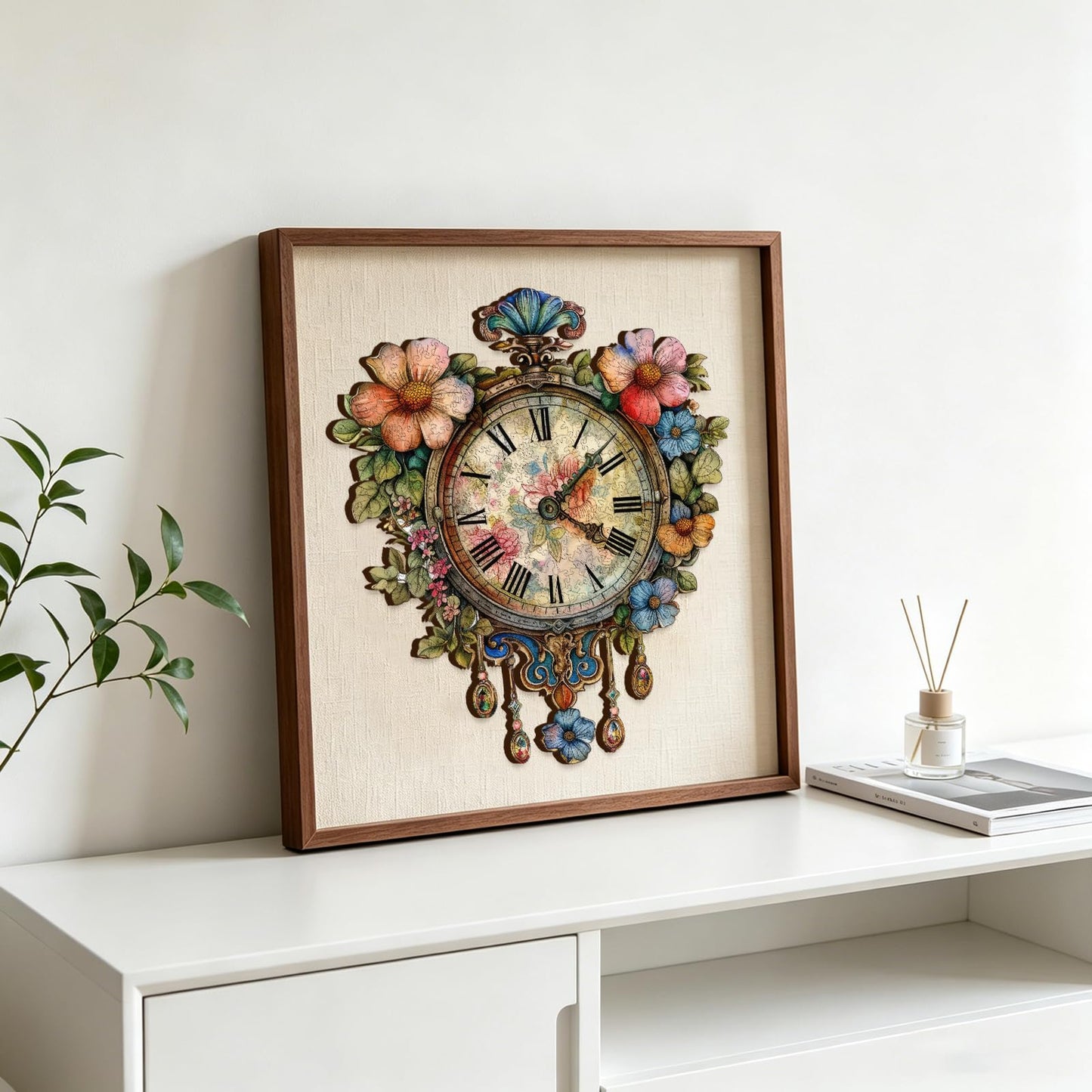 Jiroinlly Wooden Puzzles for Adults, Flower Clock Jigsaw Puzzles for Women and Girls, 500 Piece Wood Puzzle, Beutiful Wall Decor, Unique Shape Puzzle, Best Gift for Family Game 16x18.5 in